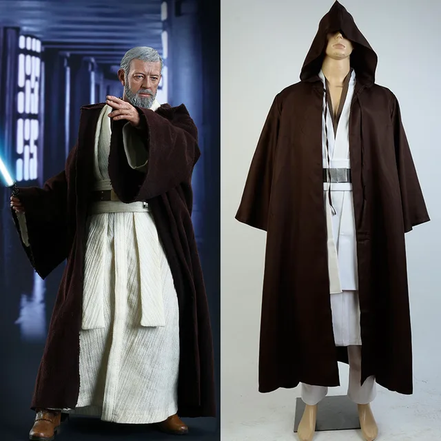 Star Wars Old Obi Wan Kenobi Men Long Robe Adult Cosplay -6619