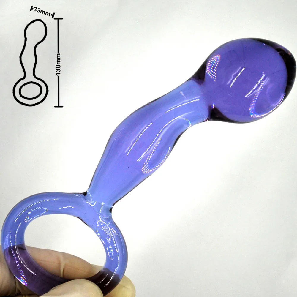 33mm Crystal anal beads font b dildo b font pyrex glass butt plug fake penis prostate