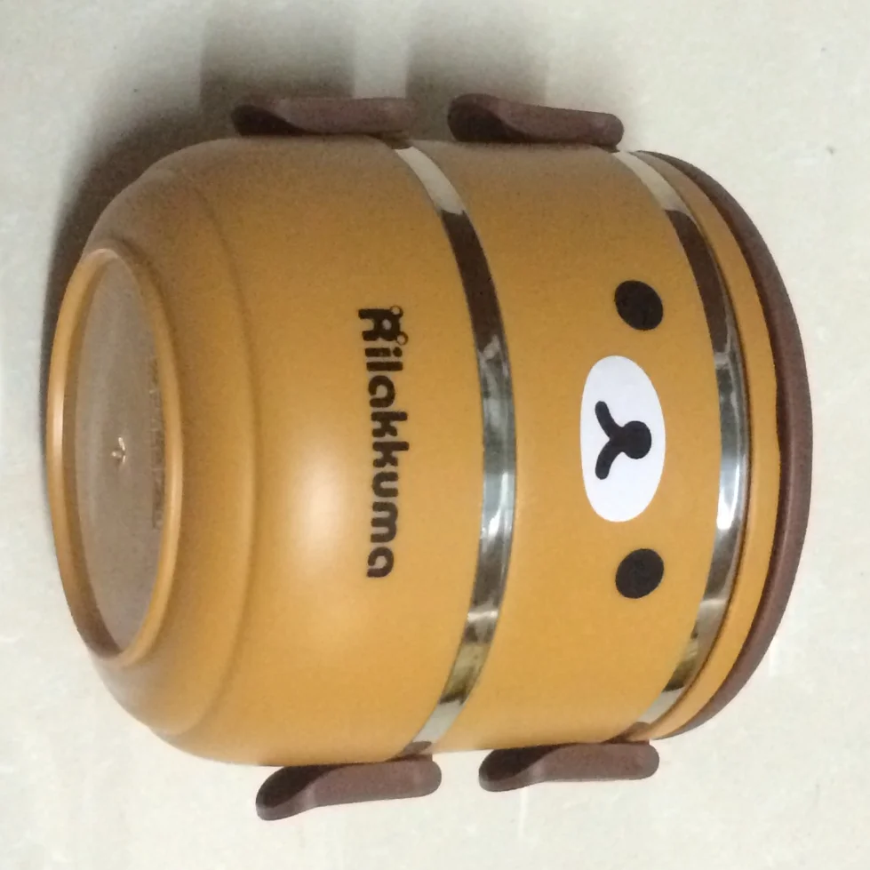 Двухслойный мультяшный портативный ящик для хранения еды из нержавеющей стали, детский Термоизолированный контейнер для еды Bento, Ланч-бокс, посуда(152