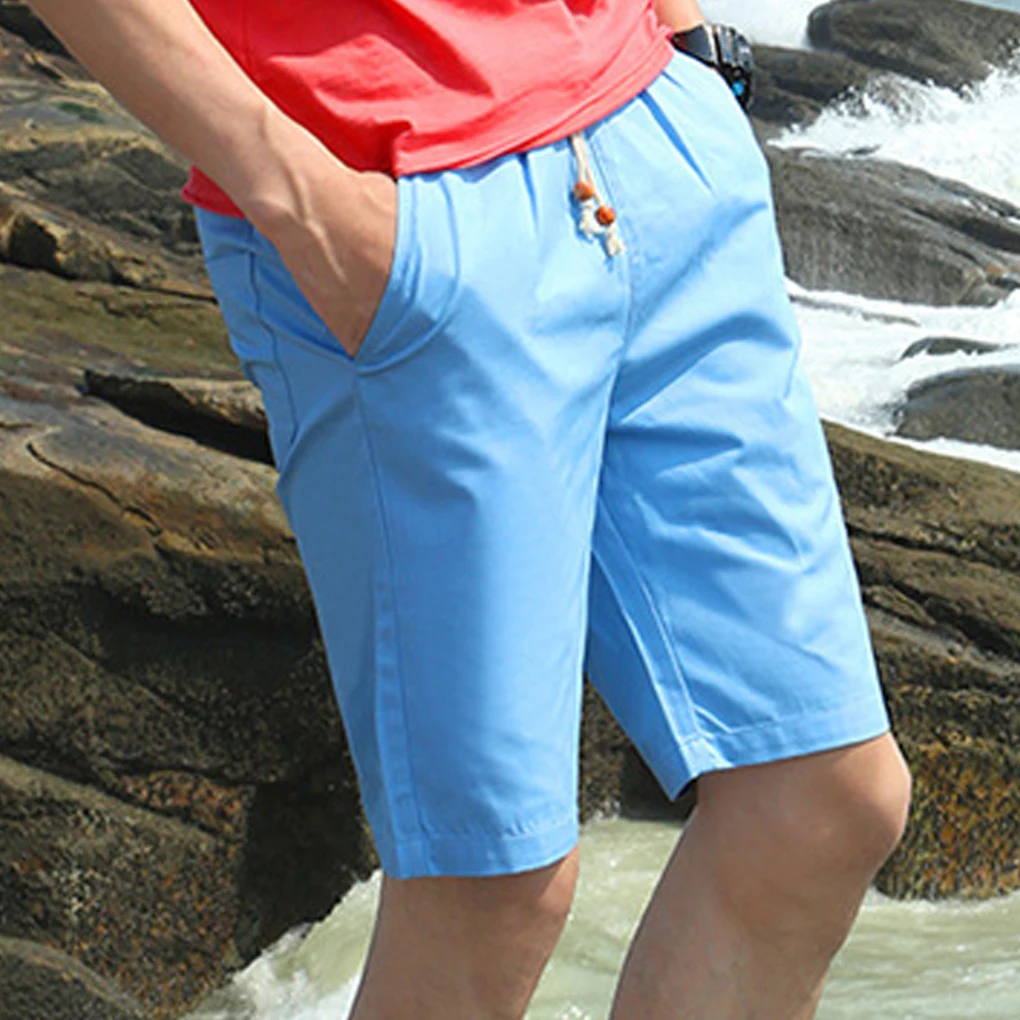 Buy Men Casual Soft Cotton Pure Color Shorts With