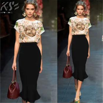 

2018 Summer Fashion Fish Tail Skirt Shown Body Style Hot Buff Skirt