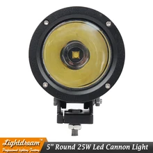 4.7 “polegada Rodada 25 W Canhão LED Spot Luzes de Condução Lâmpada de Trabalho canhão de luz Offroad 4WD Truck Motorcycle led Âmbar Claro tampa x1