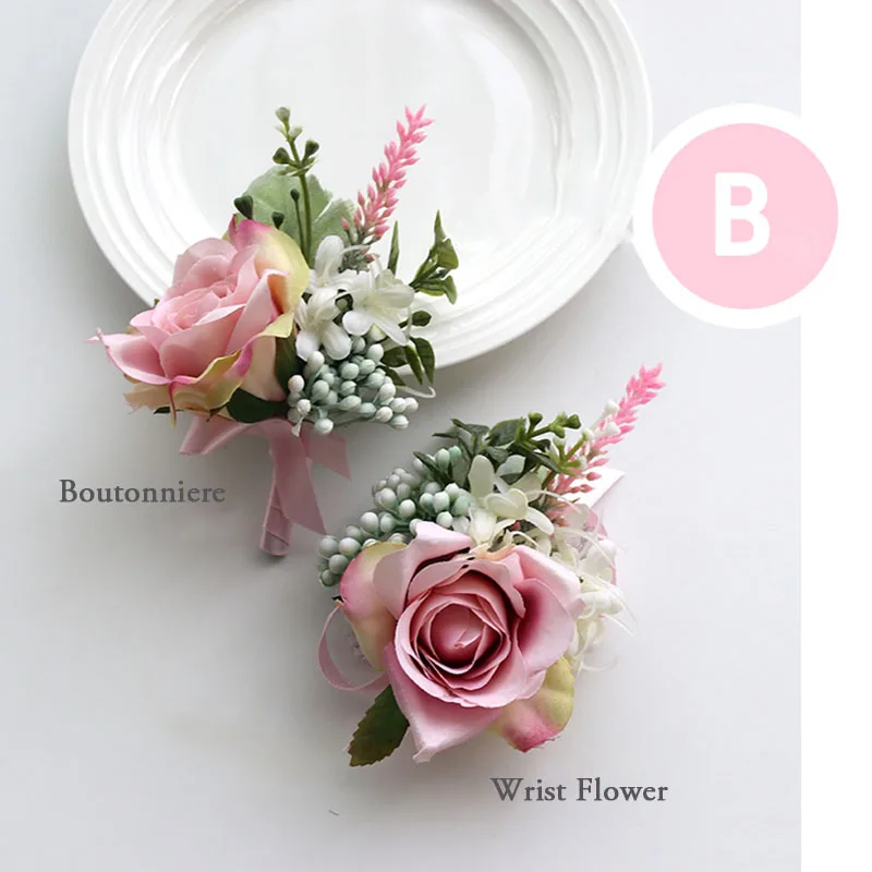 pink wrist corsage boutonniere wedding  (14)
