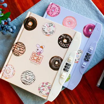 

2019 Kawaii Children Creative Hard Copy Book Password Notebook Student Diary With Lock Notebook Random Color