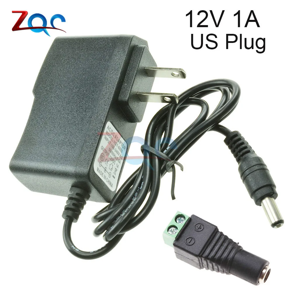 24 Вт ЕС и США драйвер plug адаптер переменного тока 110V 220V DC/DC 12V 2A 5V 1A 5,5*2,1 мм Питание femalе для Светодиодные ленты конвертер - Цвет: US plug 12V 1A