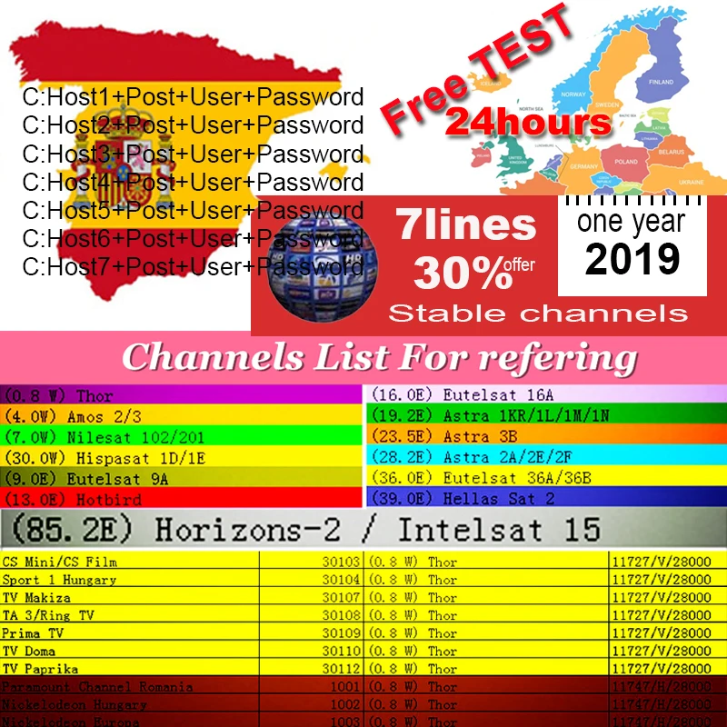 

Stable CCcams Europe Spain Portugal cccam for DVB-S2 Power VU+ bisskey Samsat Starsat Satellite TV Receiver via usb wifi