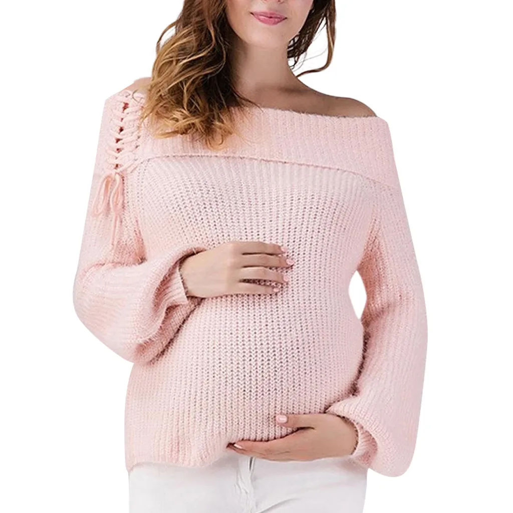 MUQGEW 2018 Women Maternity pregnant Long Sleeve Pregnancy Knitted