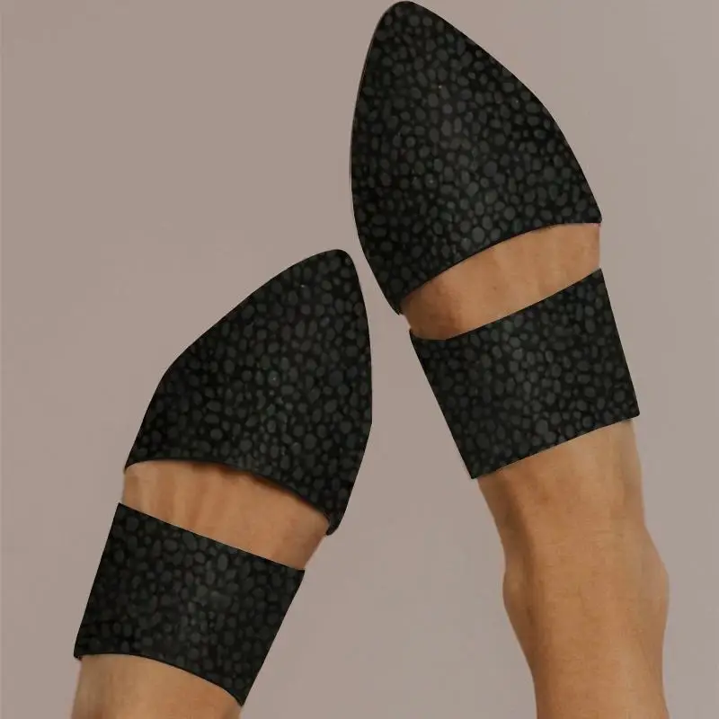 

Monerffi 2019 Summer Womens Leopard Flat Slippers Slides Holidays Pointed Toe Sandals Plus size 35-43