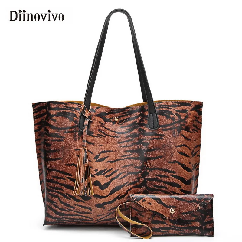 

DIINOVIVO New Shoulder Bag Women Large Capacity Handbag Female Designer Leopard Handbags Shopping Bags Casual Totes WHDV0981