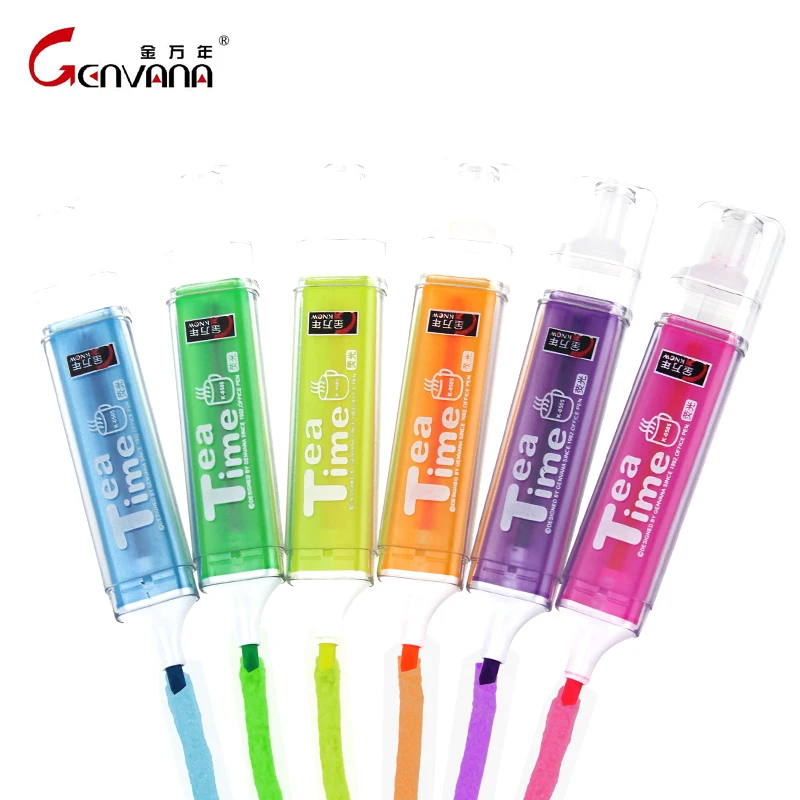 

GEnvAnA Tea Time Colorful Marker Pens Highlighter Dull Polish Markers 6 Colors To Choose 1 Piece