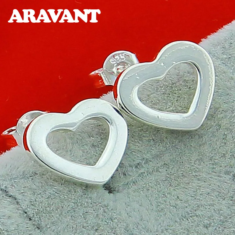 

925 Silver Jewelry Earring Romantic Heart Earrings For Women Fashion Jewelry Gifts