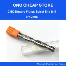 Бесплатная доставка 1 шт. твердый карбид мм 8 мм Endmill двойной две флейты Спиральные Бит ЧПУ фрезы КНИ мм 8 мм CEL 42 мм длинная флейта удлиняет больше