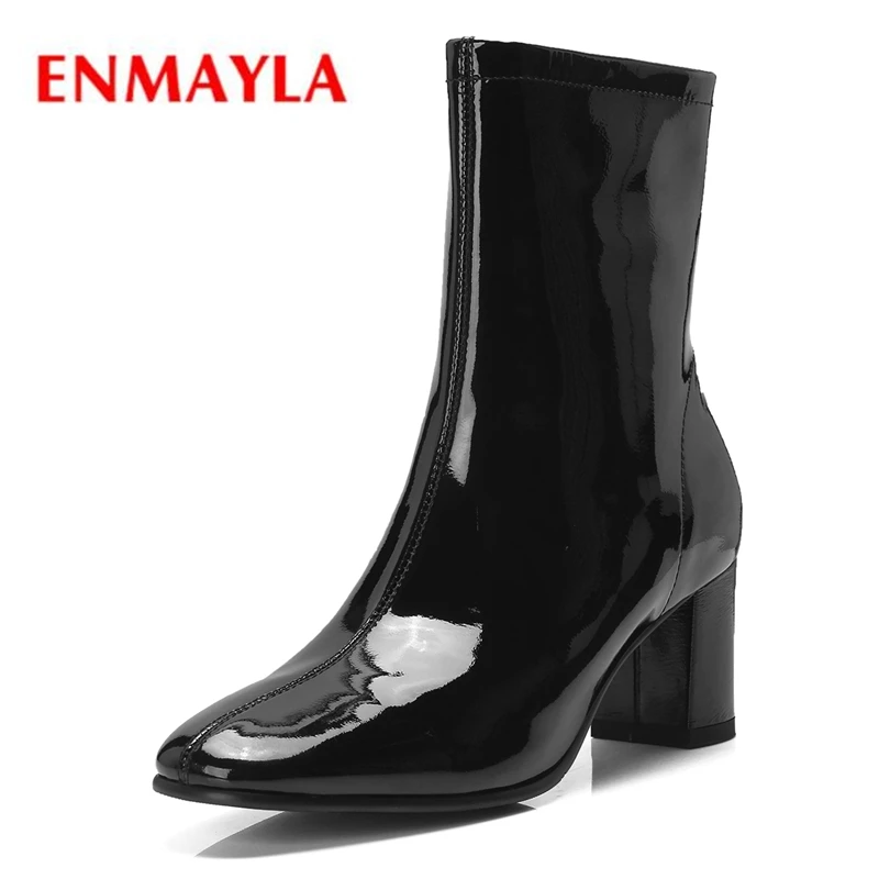 

ENMAYLA Round Toe Basic Women Boots Botas Mujer Ankle Winter Boots Women Size 34-39 ZYL1388