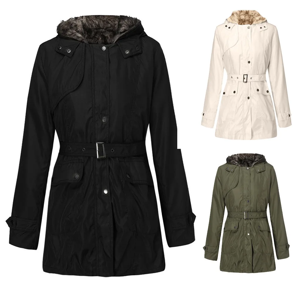 Women Hooded Sweater Coat Winter Warm Wool Zipper Coat