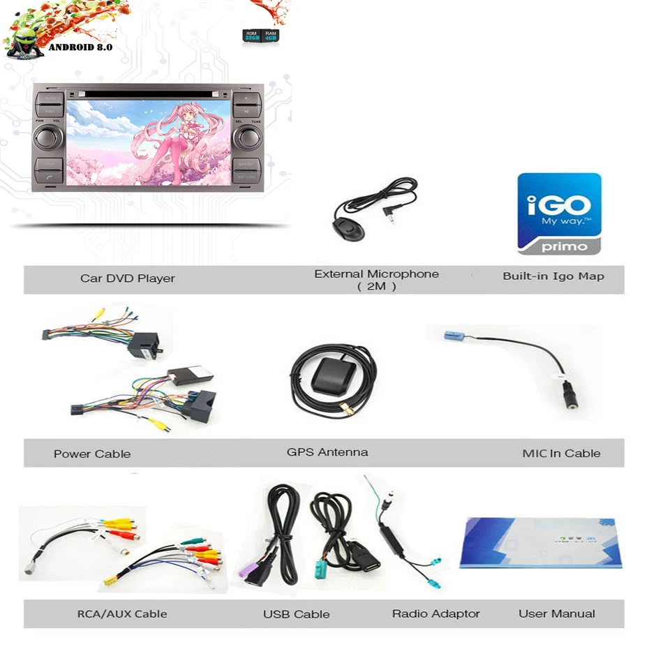 Flash Deal 2 din Android 9.0 Octa Core Car DVD Player GPS Navi for FORD FOCUS/MONDEO/C-MAX with Audio Radio Stereo Head Unit Auto Sat Navi 23