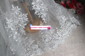 

corded lace cloth fabric ivory heavy European wind Pygmy white silver corded lace fabric