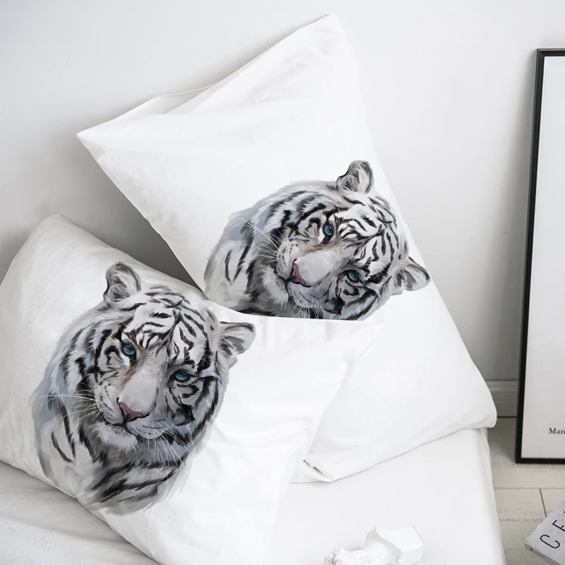 

3D HD Custom Pillow Case,2PCS Pillowcase 50x70/50x75/50x80/70x70,Decorative Pillow Cover Animal White tiger,Bedding Drop ship