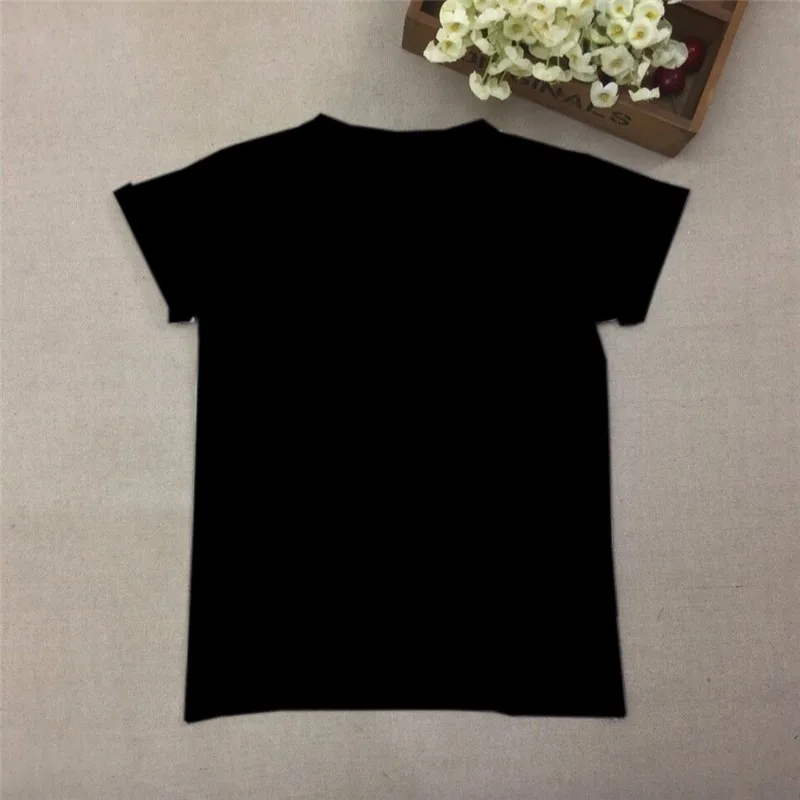 COSPOT Baby Boys Girls Summer Short-Sleeved T-Shirt - Kids Plain Color Black Cotton Basic Tee - Ages 1-6 image 2