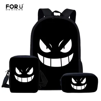 

FORUDESIGNS Primary Student School Bag Black Monster Eyes Bag Children School Backpack for Girls Boys mochila escolar