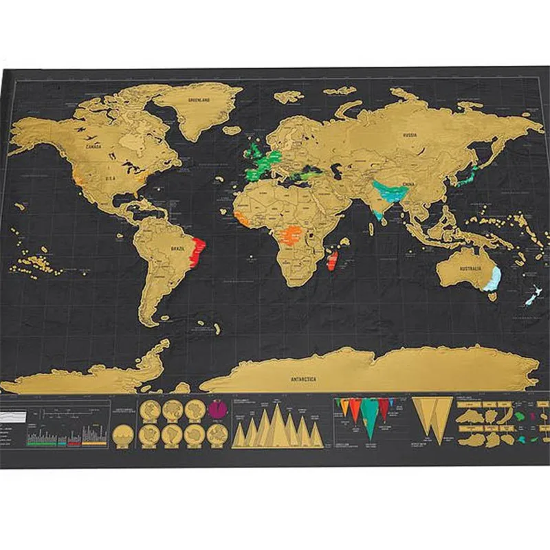 NEW HOT Deluxe Scratch Map 1Piece black mapa creative scratch off map travel scratch world map mapa mundi rascar 82.5 x 59.5cm