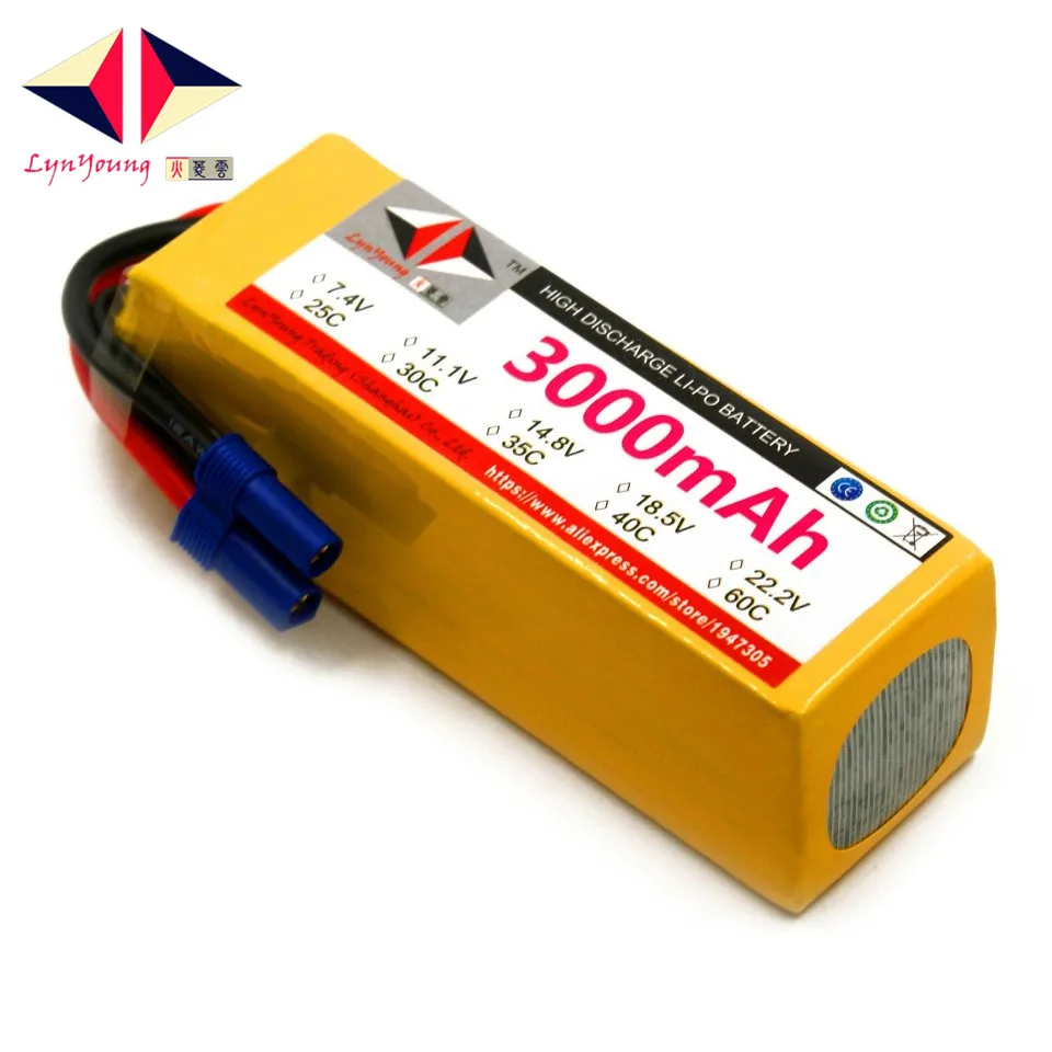 LYNYOUNG RC LiPo font b battery b font 6S 22 2V 3000mAh 35C 70C For helicopter