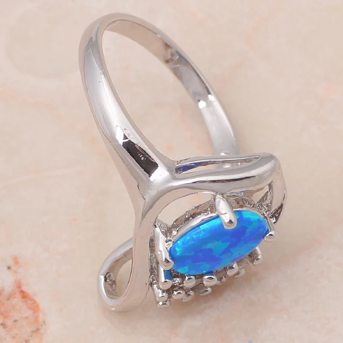 И розничная любовник Циркон Синий огненный опал Серебро штамп кольцо США SZ#7#6.5 Модные украшения OR301