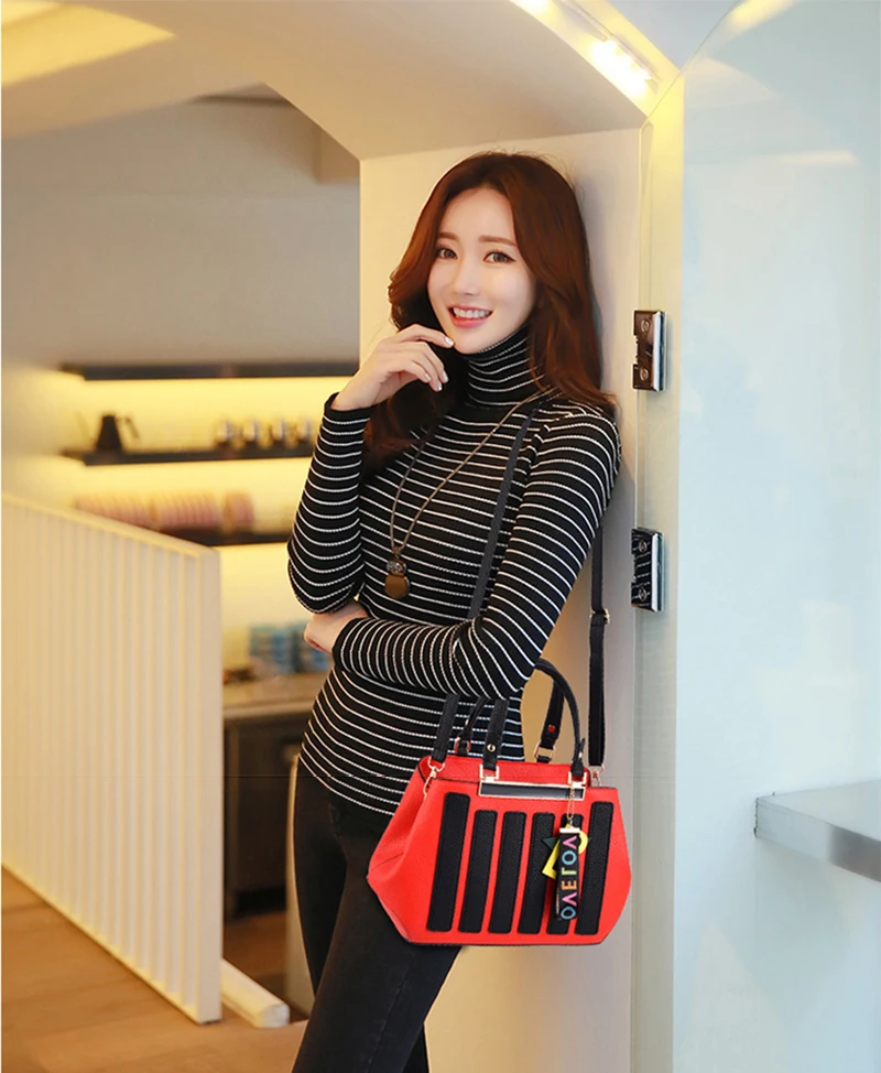 Fashion Stitching Handbag For Women Leather Crossbody Bags Female Messenger Shoulder Tote Lady Purse Bolsa Sac A Main SS7242 (13)
