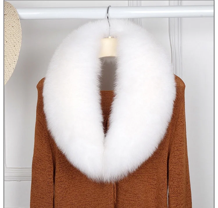 

real fox fur collar with clamp clip brown red green pink color genuine natural furry scarf luxurious neckwarmer fluffy