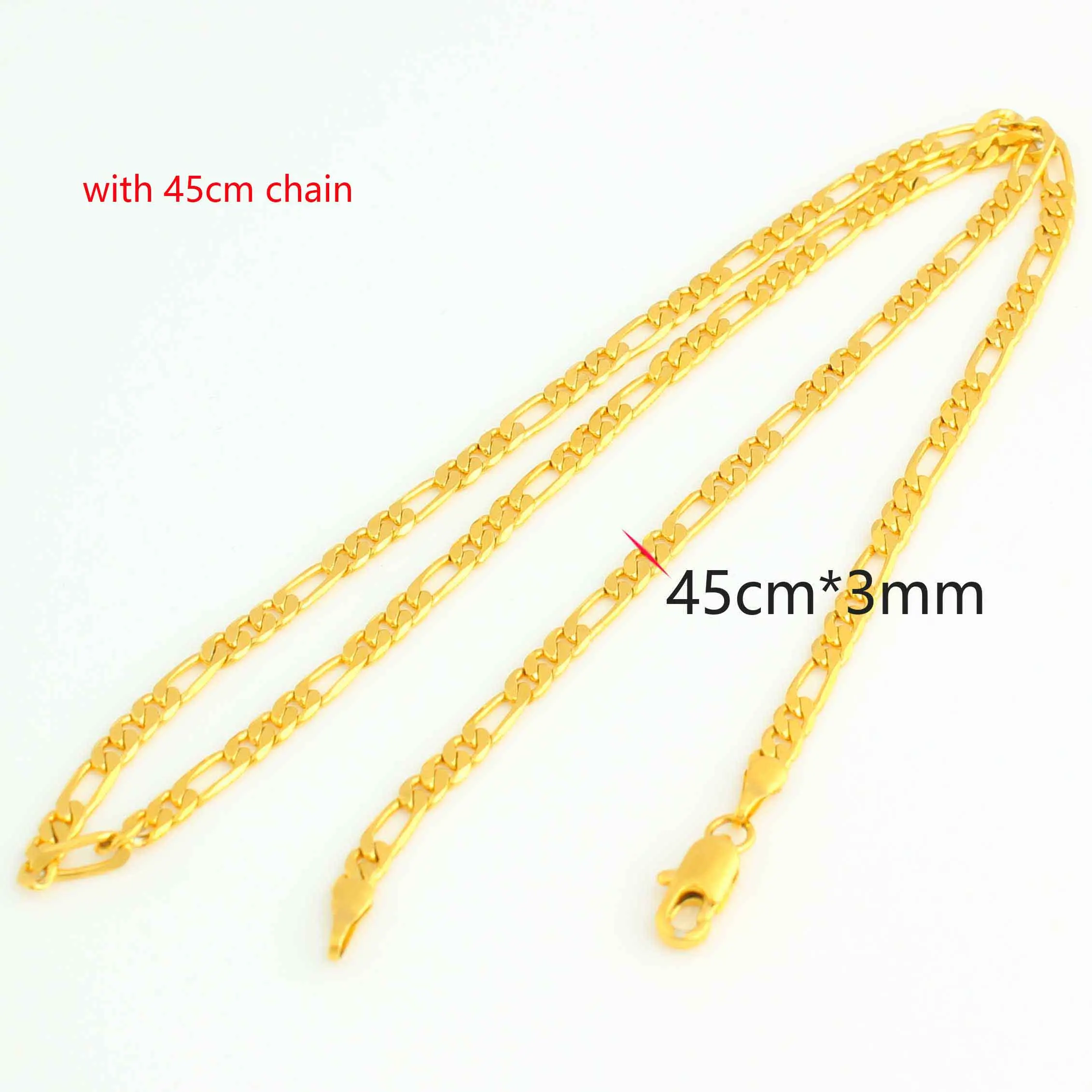 Adixyn серьги/ожерелье/кулон/Кольцо/шпилька/Hairchain набор украшений для женщин золотой цвет/медь эфиопские свадебные подарки N030515 - Окраска металла: with 45cmX3mm chain