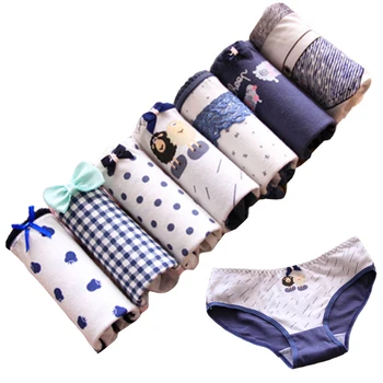 

7 Pcs/lot Underwear Women's Panties Printed Cotton Briefs Underpants Calcinhas Girls Striped Panty Ladies Boxers Sexy Lingeries