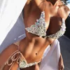 Hand Sewing Crystal Swimsuit Shine Push Up Bikini Rhinestone Swimwear Diamond Women Backless Bathing Suit 2018 Summer Beach Wear 1