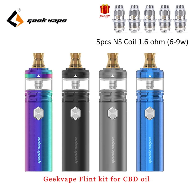 

Newest Geekvape Flint 950mAh kit with IPX5 Water-resistant Vaporizer Kit fit NS Coil E Cigarette Kits for CBD oil