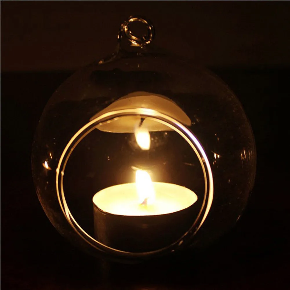

Crystal Glass Hanging Candle Holder Candlestick Home Wedding Party Dinner Decor