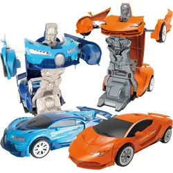 Техника 360 градусов роботы-трансформеры спортивный автомобиль модель роботы огни Музыка Прохладный деформации Bugatti игрушка для детей
