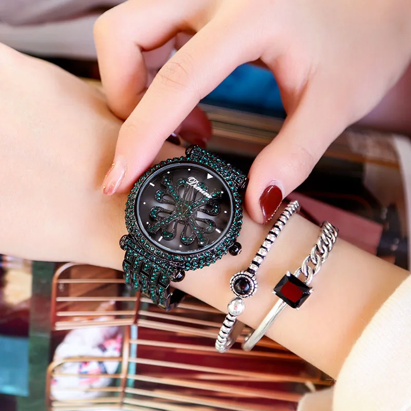 Часы Dimini женские кварцевые роскошные брендовые наручные с кристаллами модные