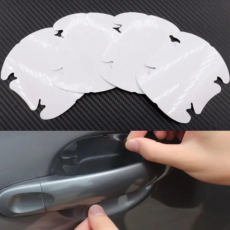 4pcs/set Invisible Clear Car Door Handle Paint Scratch Protector Guard Film Sheet