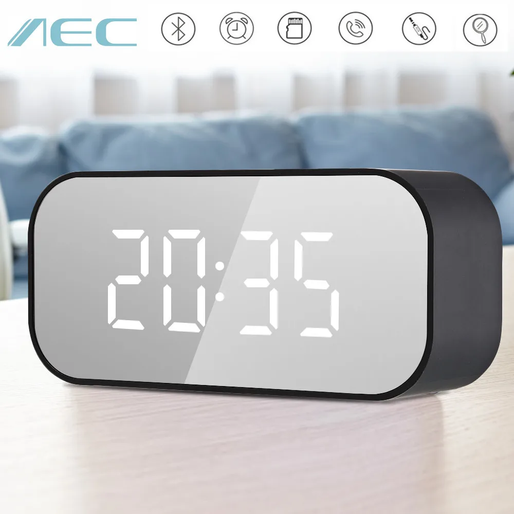 

AEC BT501 Portable Clock Wireless Bluetooth Stereo Speaker LED Speaker Column Subwoofer Music Sound Box with Alarm Clock mirror