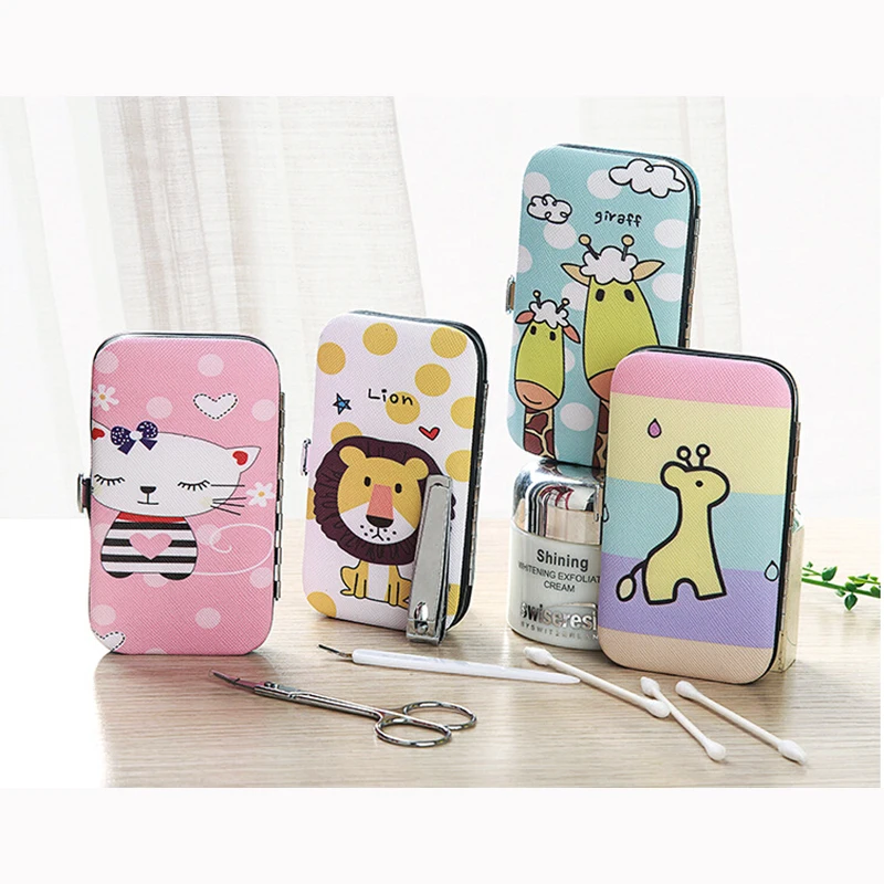 7pcs/set Cute Cartoon Nail Clipper Kit Stainless Steel Nail Art Set