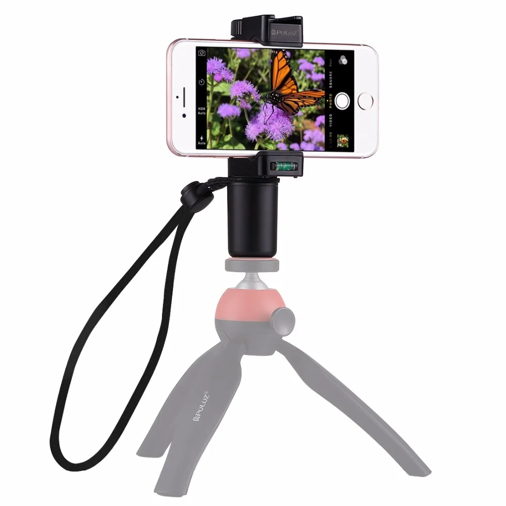 PULUZ F-Mount ручка для смартфона с ремешком на запястье, адаптер для крепления штатива и крепление для холодного башмака для светодиодного видео света и микроп