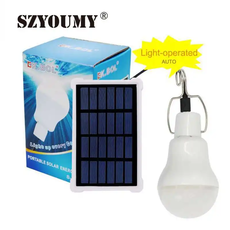 

SZYOUMY 15W 130LM Portable Led Tent Bulb Light Charged Solar Energy Lamp With Light Control Function Home Outdoor Lighting Panel