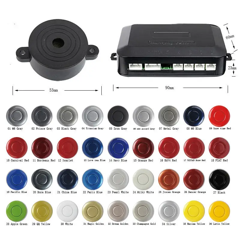 Multi Color 4 Parking Sensors Car Reverse Backup Ultrasonic Radar ...