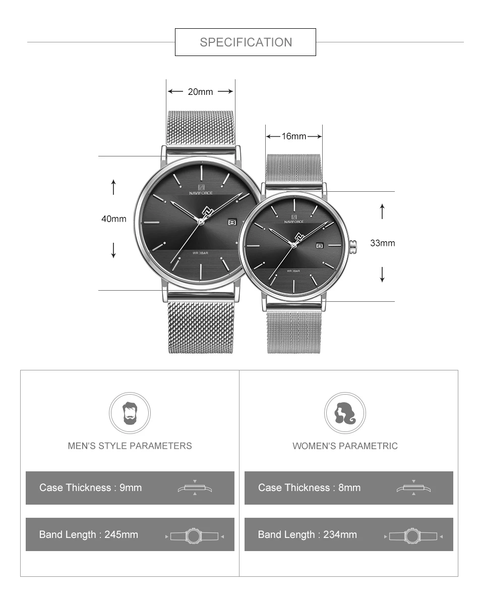 NAVIFORCE Quarts часы мужские Топ люксовый бренд из нержавеющей стали сетчатый ремешок наручные часы мужские s Мода Montre Homme новые часы подарок