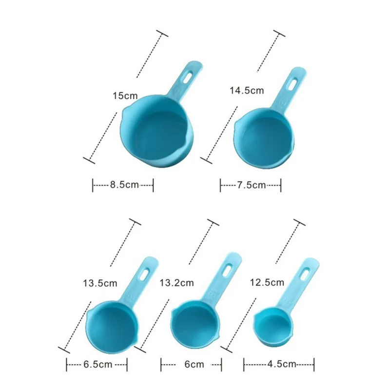 Синие Пластиковые мерные чашки 5 шт./лот мерная ложка кухонные инструменты измерение набор инструментов для выпечки кофе чая