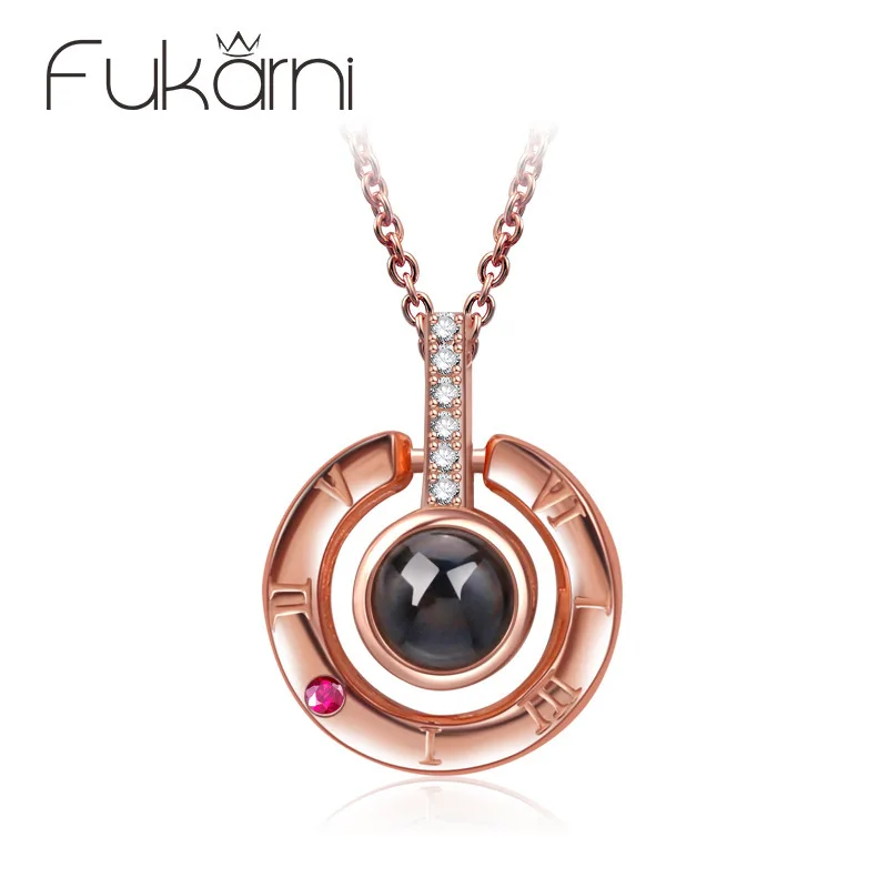 

Trill Lovers Necklace Woman 925 Pure Silver One Hundred 100 Species Language I Love You Projection Necklace