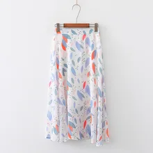 Mori girl летние резинка на талии Милая печать листьев юбки для женщин