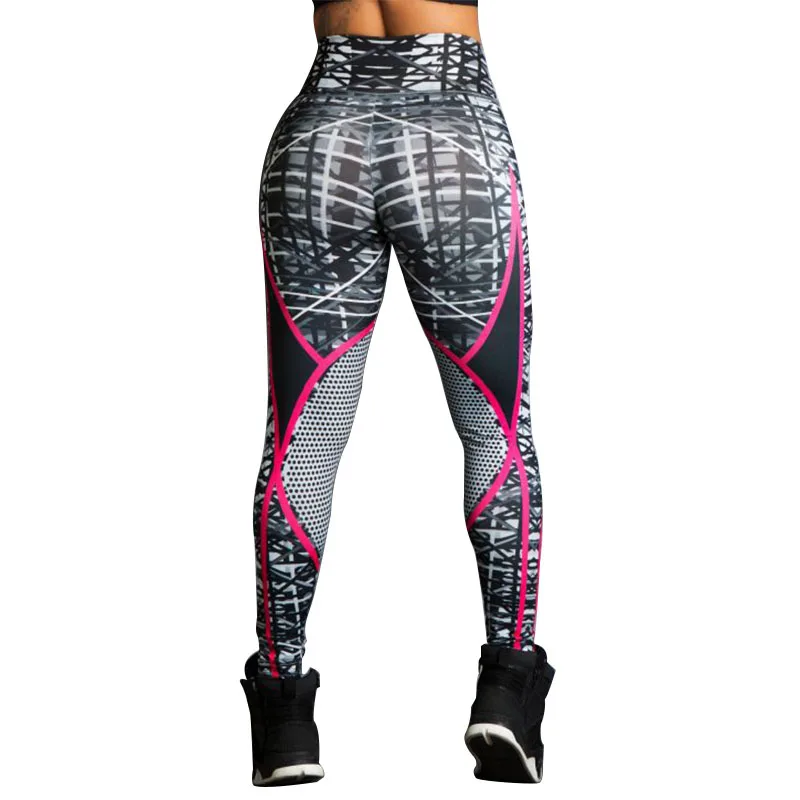 

SVOKOR Polyester Print Fitness Women's Leggings Push Up Elasticity Streetwear Mesh Sexy Stitching Trousers Workout Leggings