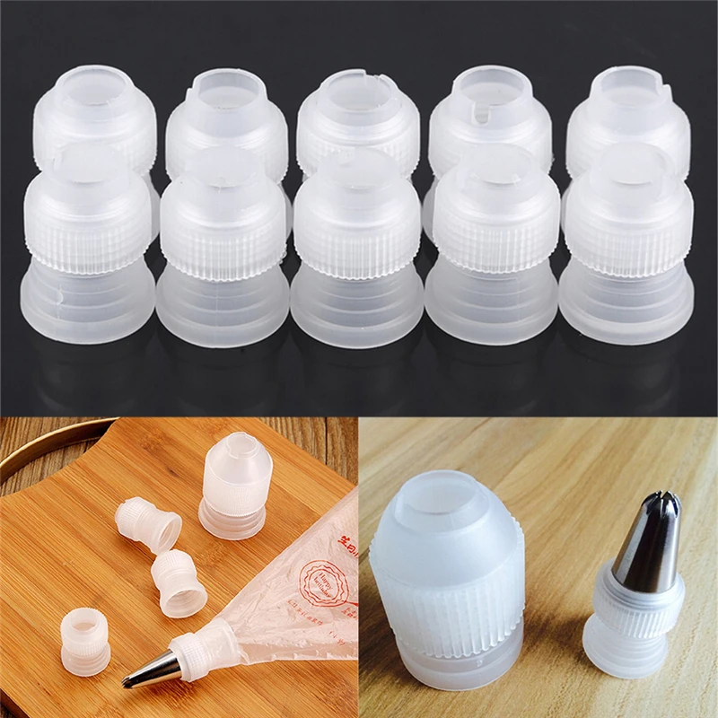10pcs/bag Plastic White Coupler Adaptor Icing Piping Bag Flower Cake Decorating Tip Pastry Decoration Tool | Дом и сад