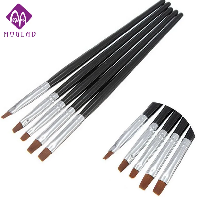 

Hot selling 5 pcs Nail print pen Acrylic Nail Brush Kit Art Set UV gel brush Nail art 5 sizes nail gel brush