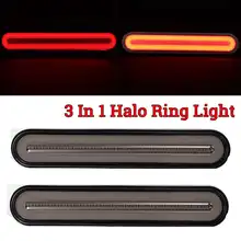 1/2/4PCS 3 in 1 Neon LED Trailer Truck Brake Light Waterproof Tail Brake Stop Light Flowing Turn Signal Lamp 12-24V