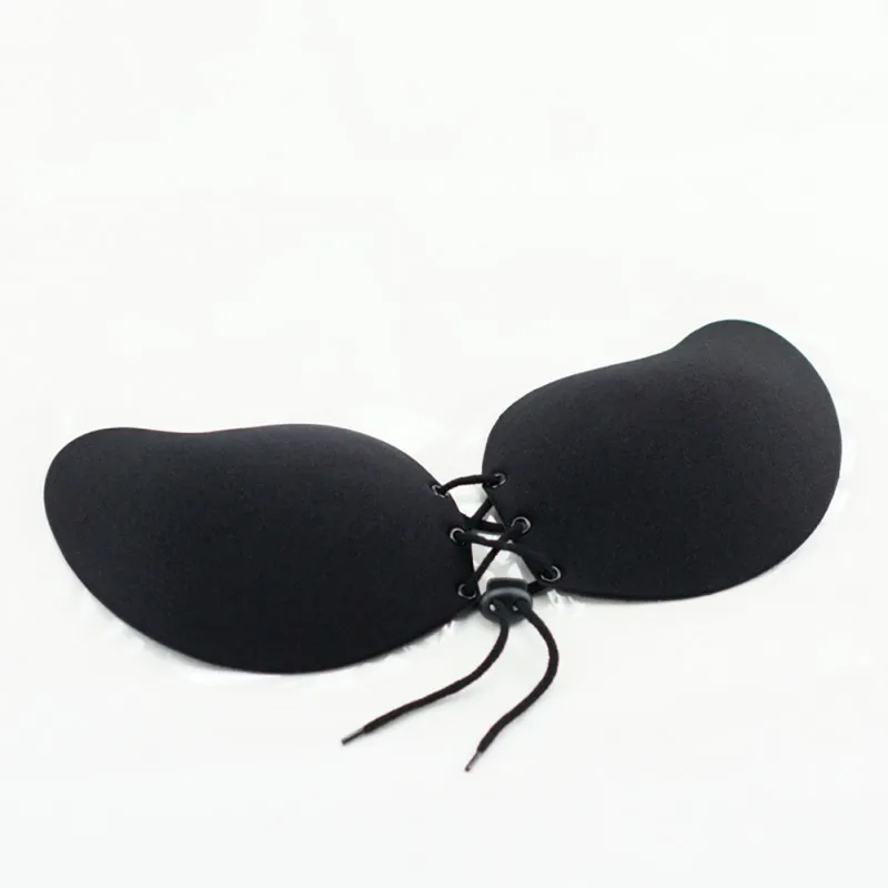 Fashion Women Silicone Adhesive Stick on Gel Push Up Bras Sexy Backless Invisible Bras Skin Black 5